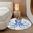 thumbnail image 2 of Ocean Octopus Round Rugs for Living Room 6ft Starfish Shell Seaweed Watercolor Non Slip Circle Rug Washable Low-Profile Indoor Carpet for Bedroom, Dining Room, Bathroom, 2 of 9
