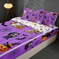 thumbnail image 3 of Homewish Halloween Cartoon Ghost Zipper Twin Comforter Sets with Fitted Sheet and 2 Pillowcases, Bat Pumpkin Zipper Bedding Set, Lavender Purple Black Orange, Pumpkin Bat Reversible, 3 of 7