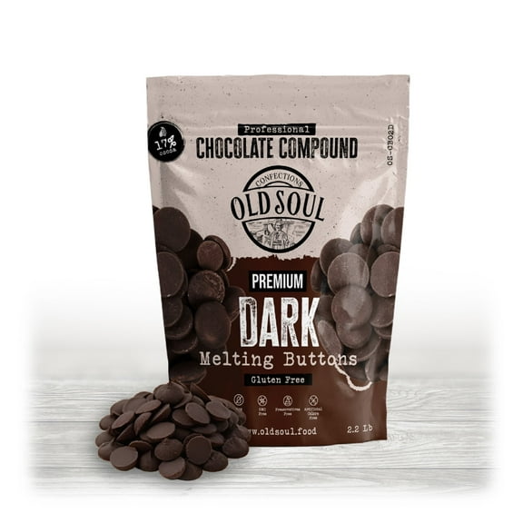 OLDSOUL Chocolate Compound Buttons 2.2 lb | Dark Chocolate 17% Real Cocoa | Smooth Melting | Perfect for Baking & Desserts