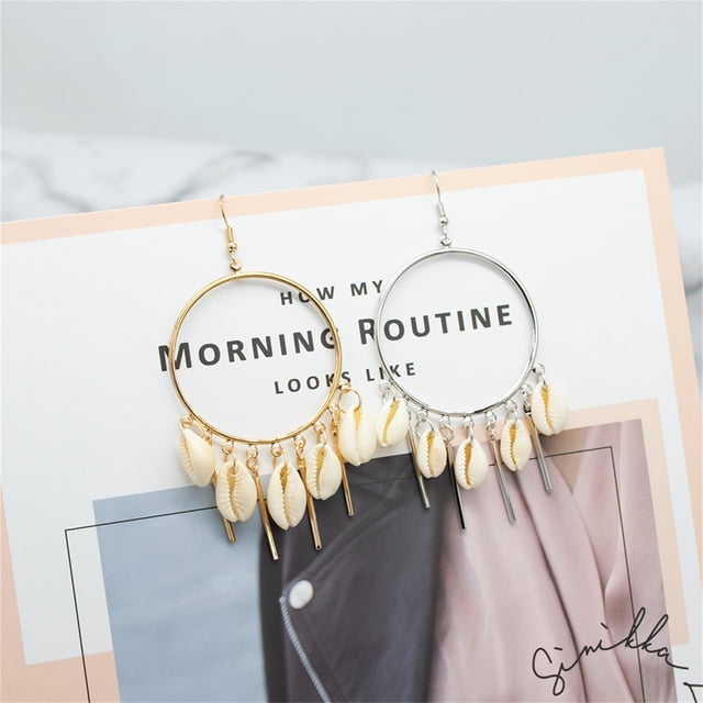 Pendientes creativos de concha de playa a la moda Pendientes de borla para mujer a la moda Wmkox8yii shlkj161