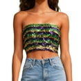 thumbnail image 6 of Sequin Tube Tops for Women Strapless Sparkly Glitter Bandeau Cropped Party Club Outfits Off Shoulder Blouses (Free Size, Carnival #B), 6 of 7