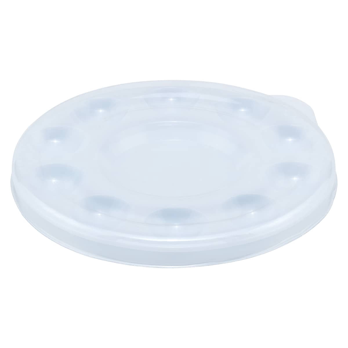 Creative Mark 10-Well Round Plastic Paint Palette with Lid - Pack of 96, Durable, Reusable, Solvent-Resistant, with Oversized Paint Wells Mixing and Color Theory - 7.4ml (0.25oz) Per Well