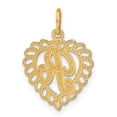thumbnail image 3 of 14k Yellow Gold Heart Shape Script Design Letter R Charm Pendant, 3 of 3