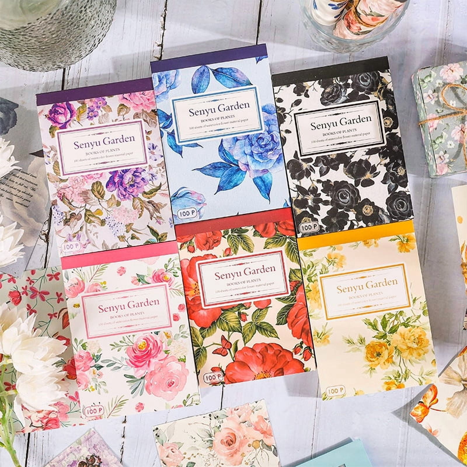 100 Sheets Yuezhen Forest Garden Scrapbook Paper - Creative Vintage Floral Stickers for Kids and Journals