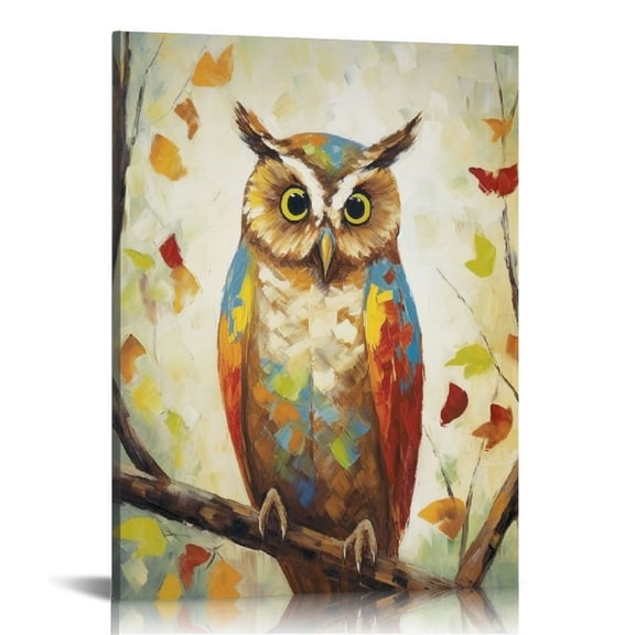 JRXY Funny Owl Canvas Wall Art Cute Animal Pictures Artwork Vintage Bird Poster Prints for Living Room Bedroom Room Decoration Modern Wall Decor 12x16 in