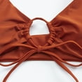 thumbnail image 4 of Neinkie Women's Cutout Spaghetti Strap Lace Up Ribbed Cami Bikini Set Swimsuit, 4 of 7