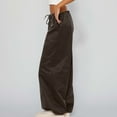 thumbnail image 4 of Maean Women's Wide Leg Pants Elastic Low Waist Drawstring Casual Loose Long Versatile Work Trousers with Pockets, 4 of 7
