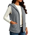 thumbnail image 5 of Perfectbot Women's Fuzzy Hooded Vest Open Front Sleeveless Jacket Fall Winter Layering Outerwear with Pockets, 5 of 7