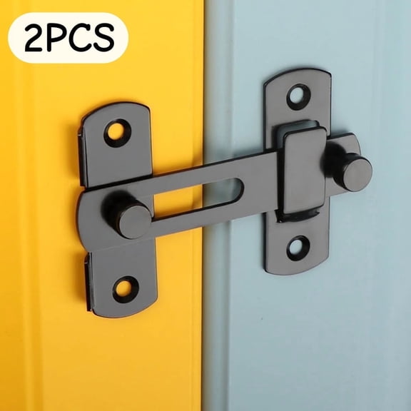 2Pcs Small Stainless Steel Door Lock Flip Lock Safety Door Bolt Lock, Door Frame Latch, Barn Door Latch Gate Latch with Screws, Black