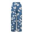 thumbnail image 4 of TRUBKH boho pants for women High Waist Wide Leg Pants Floral Solid Long Palazzo Pants Summer Print Boho Palazzo Pants High Waist Trousers With Pockets womens pajama pants plus size pants Sky Blue M, 4 of 6