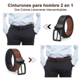 thumbnail image 3 of "Cinturones De Piel Hombre, Cintos Cuero Reversible Ajustable  BELUG negro ", 3 of 5