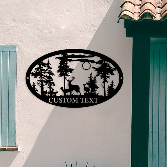 Custom Personalized Oval Deer Metal Cabin Sign Outdoor Hunting Deer Hunter Gift Custom Family Name Sign Last Name Deer