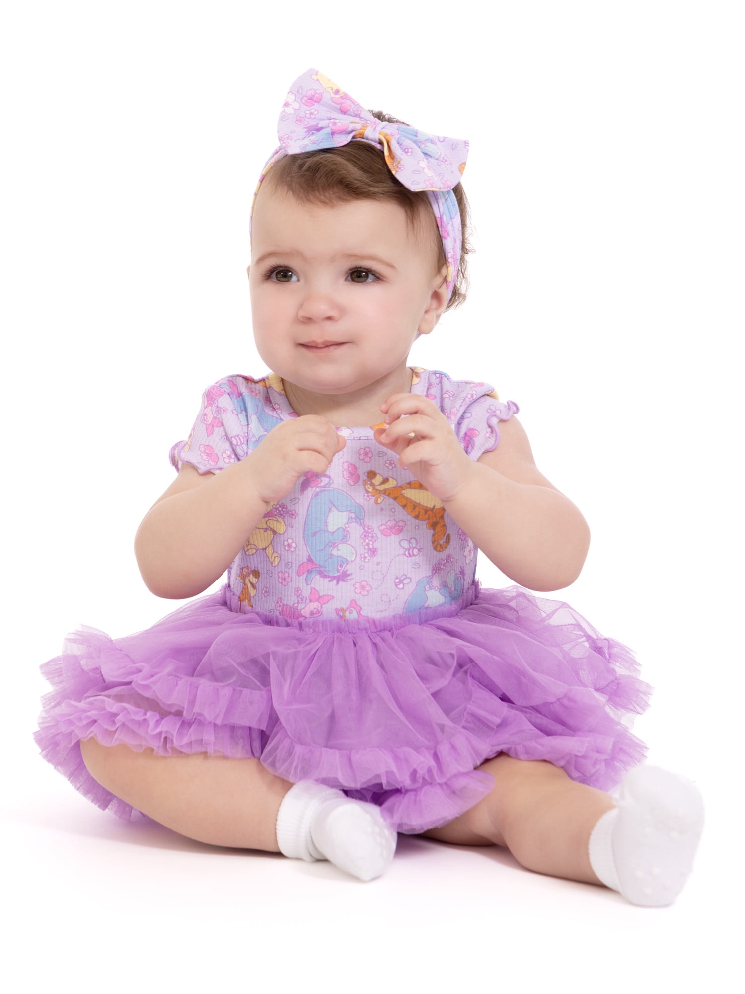 Winnie the Pooh Baby Girls Tutu Dress Bodysuit with Matching Headband, 2-Piece, Sizes Newborn-24M