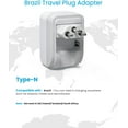 thumbnail image 3 of WWS-1 Pack Brazil Travel Adapter, Foldable Type N Plug Adapter with 2 AC Outlets 3 USB Ports(2 USB C), Brazil Outlet Power Plug for Canada to Brazilian, 3 of 4
