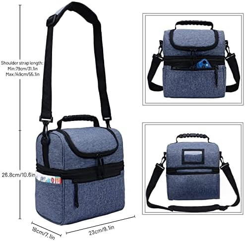 2 Compartment Lunch Bag for Men Women, Leakproof Insulated Cooler Bag for Work, Bluesteel, Medium