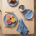 thumbnail image 4 of Sango Frill Reactive Stoneware Dinnerware Set, 12-Piece, Blue, 4 of 12