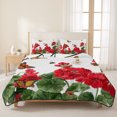 thumbnail image 3 of Full Quilt Set 78''x90'', Red Spring Floral Lightweight Bedspread Coverlet Set with 2 Pillow Shams, Butterfly Farmhouse Breathable All Season Quilt Bedding for Bedroom/Guest Room Watercolor Flowers, 3 of 9