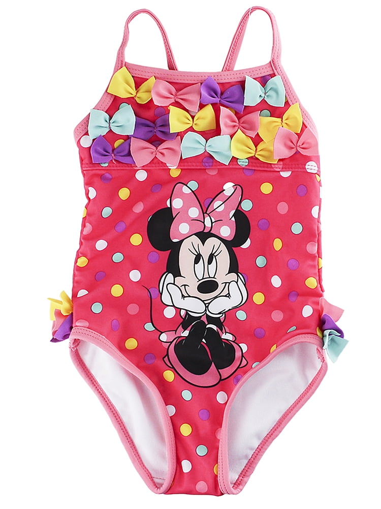 Disney Store Girls Minnie Mouse Bows Onepiece Swimsuit, Pink Walmart