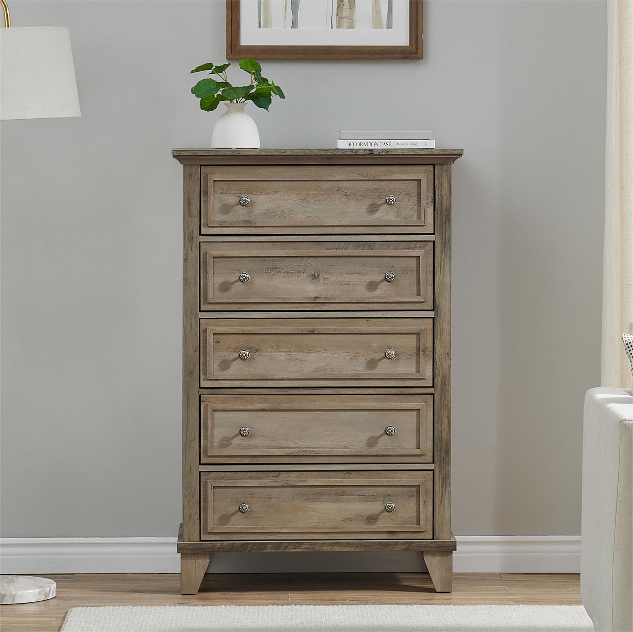 TROPOW 5 Drawer Dresser for Bedroom, 48" Tall Wood Dresser & Chests of Drawers with Deep Drawers, Modern Chest Organizer with Metal Handles for Living Room, Hallway, Entryway