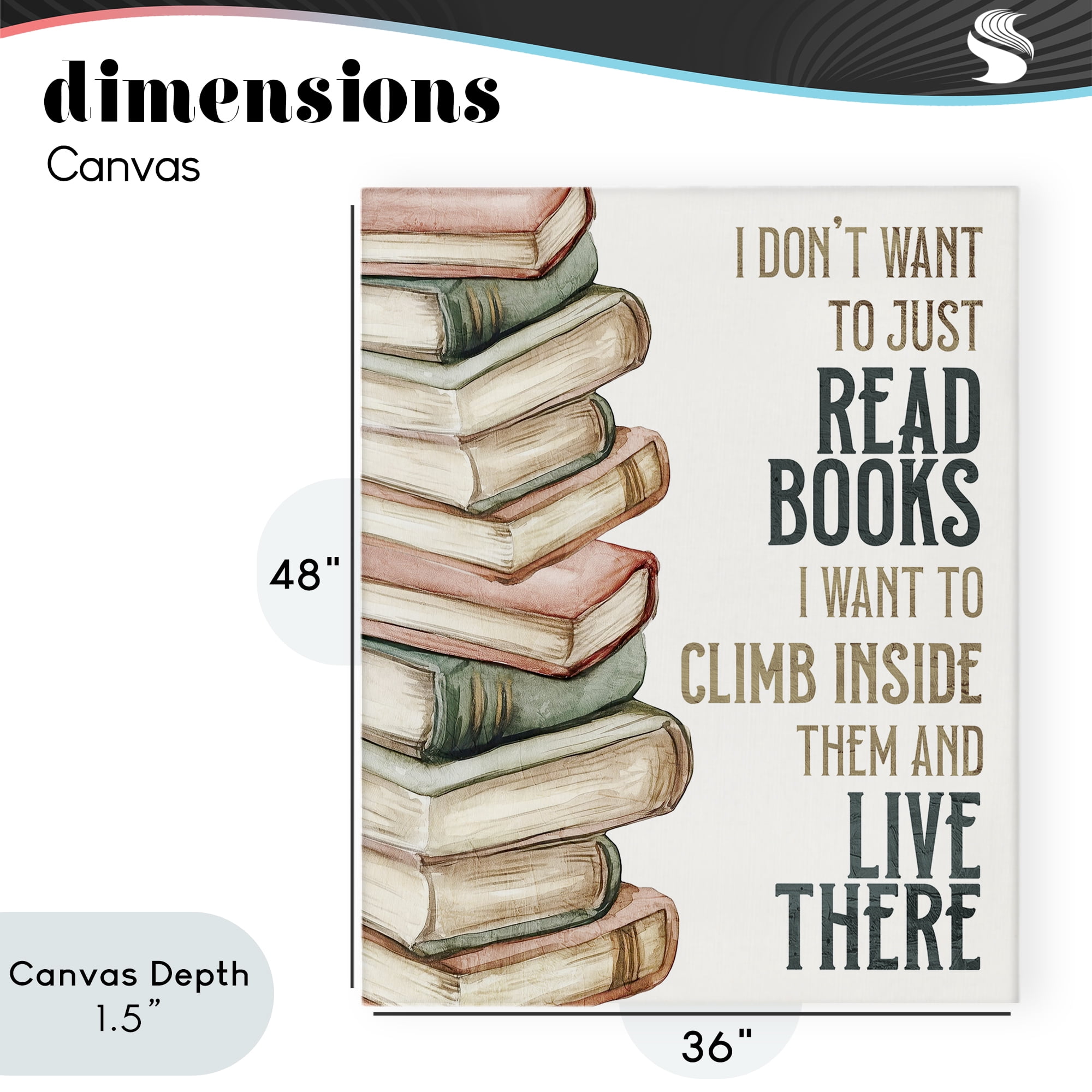 Stupell Industries Climb Inside Books & Live There Canvas Wall Art, design by Kim Allen