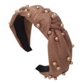 thumbnail image 2 of Ljudmp Faux Pearl Knotted Headbands for Women & Girls Top Knot Fabric Head Wrap Hair Band Non Slip Wide Trendy Hair Accessories Khaki, 2 of 2