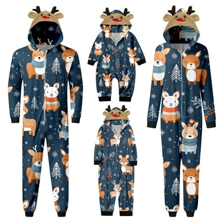 

Xmas Plus Size Kids Candle Sleepwear Pjs for Couples Christmas Cookies Reindeer Snowman Candy Girls Boys Family Long Sleeve Onesie One Piece Cartoon with Hood Soft Mommy and Me Comfy