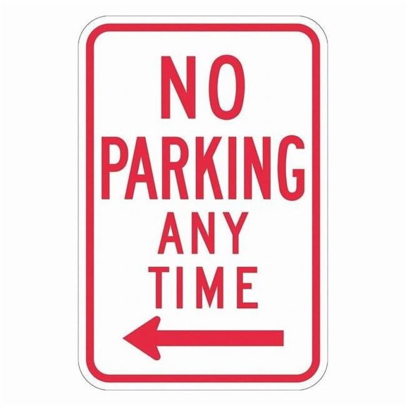 Lyle No Parking Sign, 12" W, 18" H, English, Aluminum, White T1-1170-DG_12x18