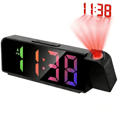 VOLIVO RGB Digital Alarm Clock for Heavy Sleepers Kids, LED Projection Clock for Bedroom Ceiling