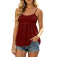 thumbnail image 2 of Camisole Tops for Women Eyelet Embroidery Spaghetti Strap Empire Waist Sleeveless Peplum Summer Casual Tank Tops, 2 of 7