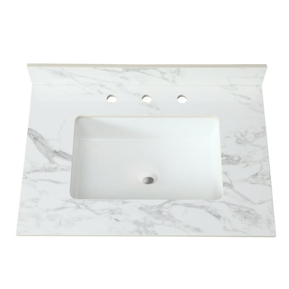 Bathroom Vanity Countertop 31"x22" - Sintered Stone White, With Undermount Ceramic Sink, And Attractive Design Modern Style