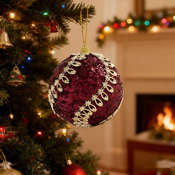Hogar y cocina, Decoración del hogar, Decoración navideña, Adornos colgantes flocados, Decoración para árbol de Navidad, Adornos colgantes pequeños para decoración de ventanas navideñas, Bolas navideñ