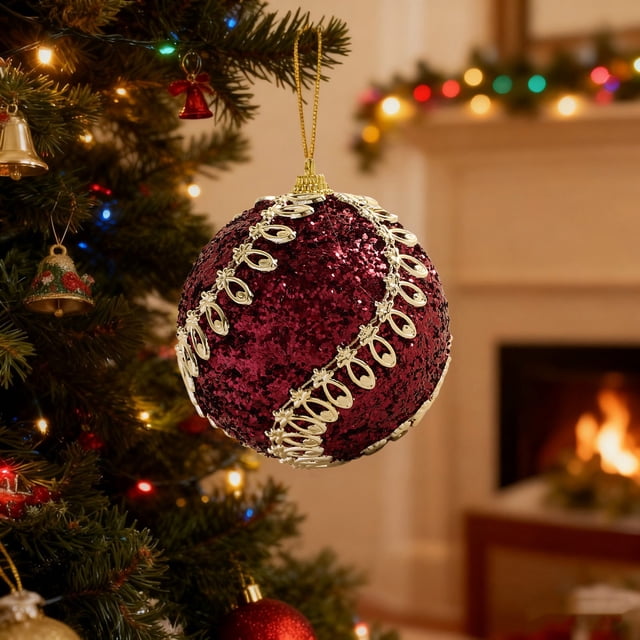 Hogar y cocina, Decoración del hogar, Decoración navideña, Adornos colgantes flocados, Decoración para árbol de Navidad, Adornos colgantes pequeños para decoración de ventanas navideñas, Bolas navideñ