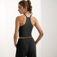 thumbnail image 5 of Women's High Neck Cropped Tank Top with Racer Style Straps and Seamless Fit for Active and Casual Wear - Medium, Black, 5 of 6