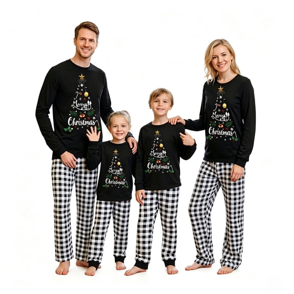 Family Christmas Pajamas Matching Sets,Christmas Jammies,Holiday Pajamas Black L