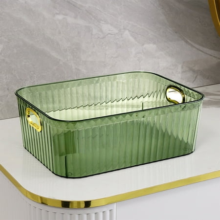 

VUYUEN Plastic Storage Bin Desktop Storage Basket with Cutout Handles Small Basket Bin Pantry Organizer for Bathroom Kitchen Countertop Cabinet Bedroom and More