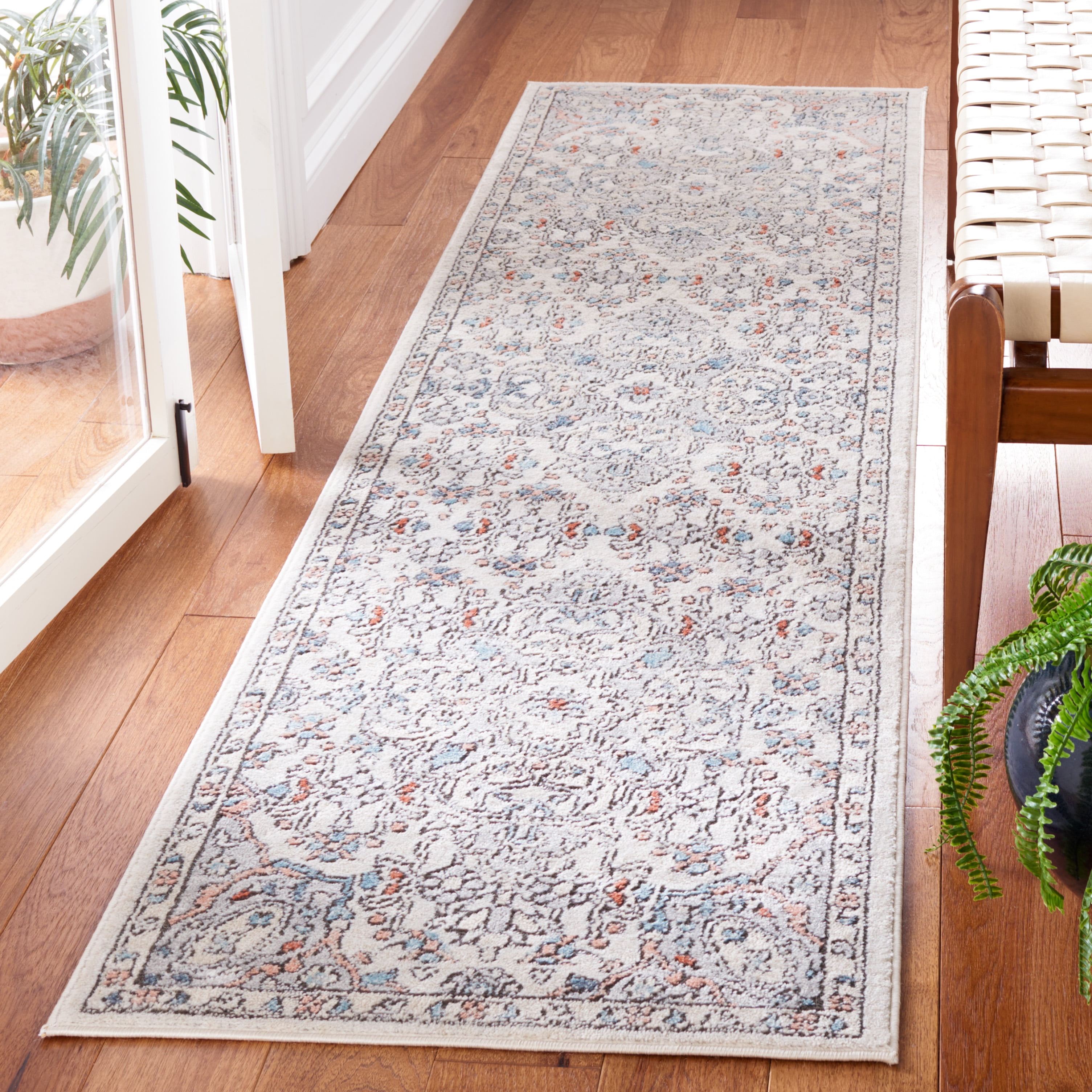SAFAVIEH Oregon Einri Floral Runner Rug, Grey/Ivory, 2'2" x 10'