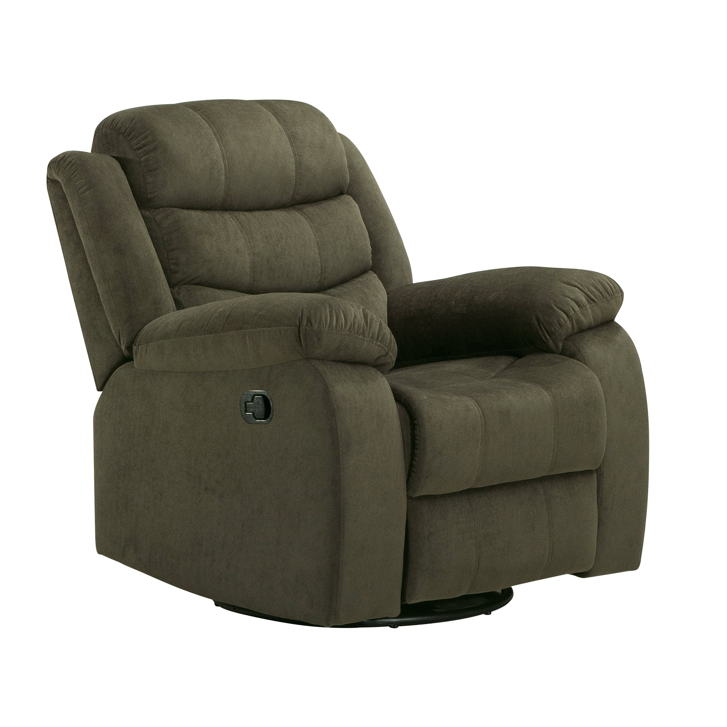 Fabric Upholstered Recliner with Pillow Top Armrests, Olive Green