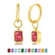 thumbnail image 1 of JeenMata Aros de 2 Quilates con Bisel de Piedra Natal de Julio y Corte Esmeralda, Rubí, Chapados en Oro Amarillo, 1 of 8