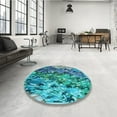 thumbnail image 4 of Ahgly Company Tapis de Zone Rond Lavable en Machine Turquoise Vert, 3 Pieds Rond, 4 of 7