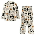 thumbnail image 4 of Suhoaziia Holiday Pajamas for Women Halloween Skin Friendly Lightweight Sleepshirts Tops with Jogger Sweatpants Indoor Activities Button-Down Spider Web Cat Loungewear Nightgown Size 4XL, 4 of 6