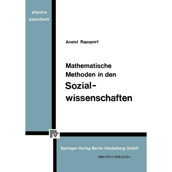 Physica-Paperback Mathematische Methoden in Den Sozialwissenschaften, (Paperback)
