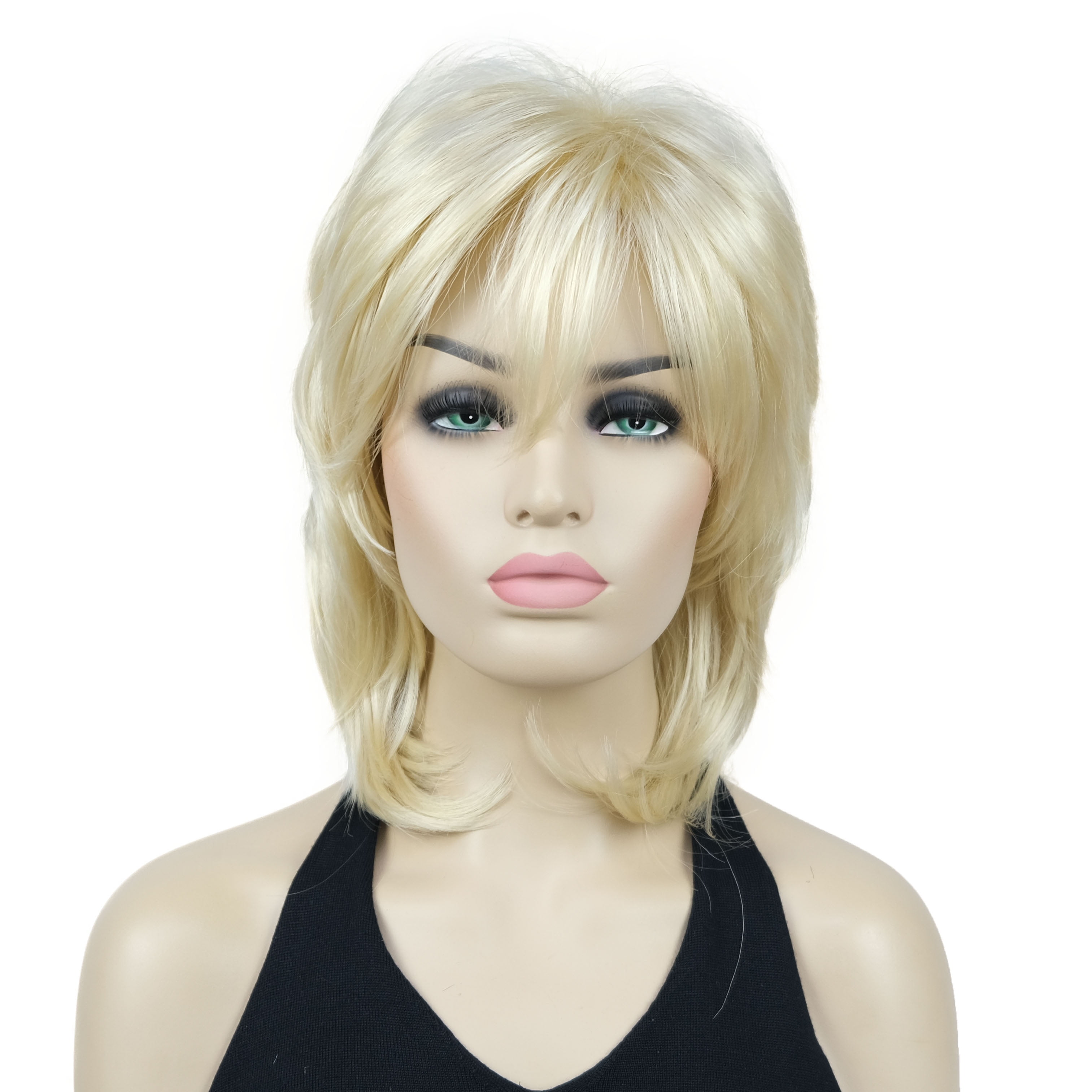 Soft Shaggy Layered Wig Medium Length Synthetic Hair Women Wigs, 613 ...