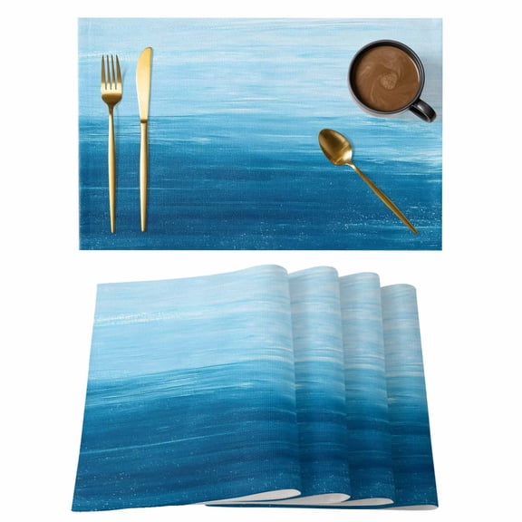 Sky Blue Placemats Set of 4 Oil Painting Texture Place Mats Table Mats Kitchen Dining Home Outdoor Party Table Decoration