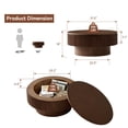 thumbnail image 3 of 31.5" Round Fluted Drum Coffee Table with Hidden Storage, Modern Slatted Accent Table for Living Room & Small Spaces,Walnut, 3 of 9