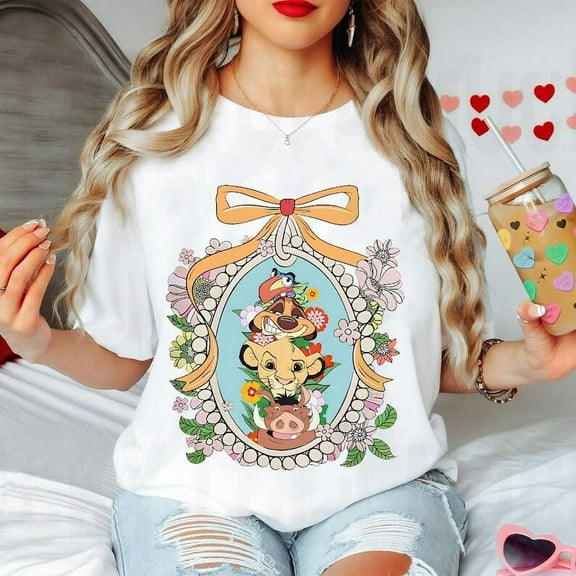 Coquette Bow Disney Lion King Floral Shirt, Simba Timon Pumbaa Hakuna Matata T-shirt, WDW Disneyland Family Trip 2025, Animal Kingdom Tee