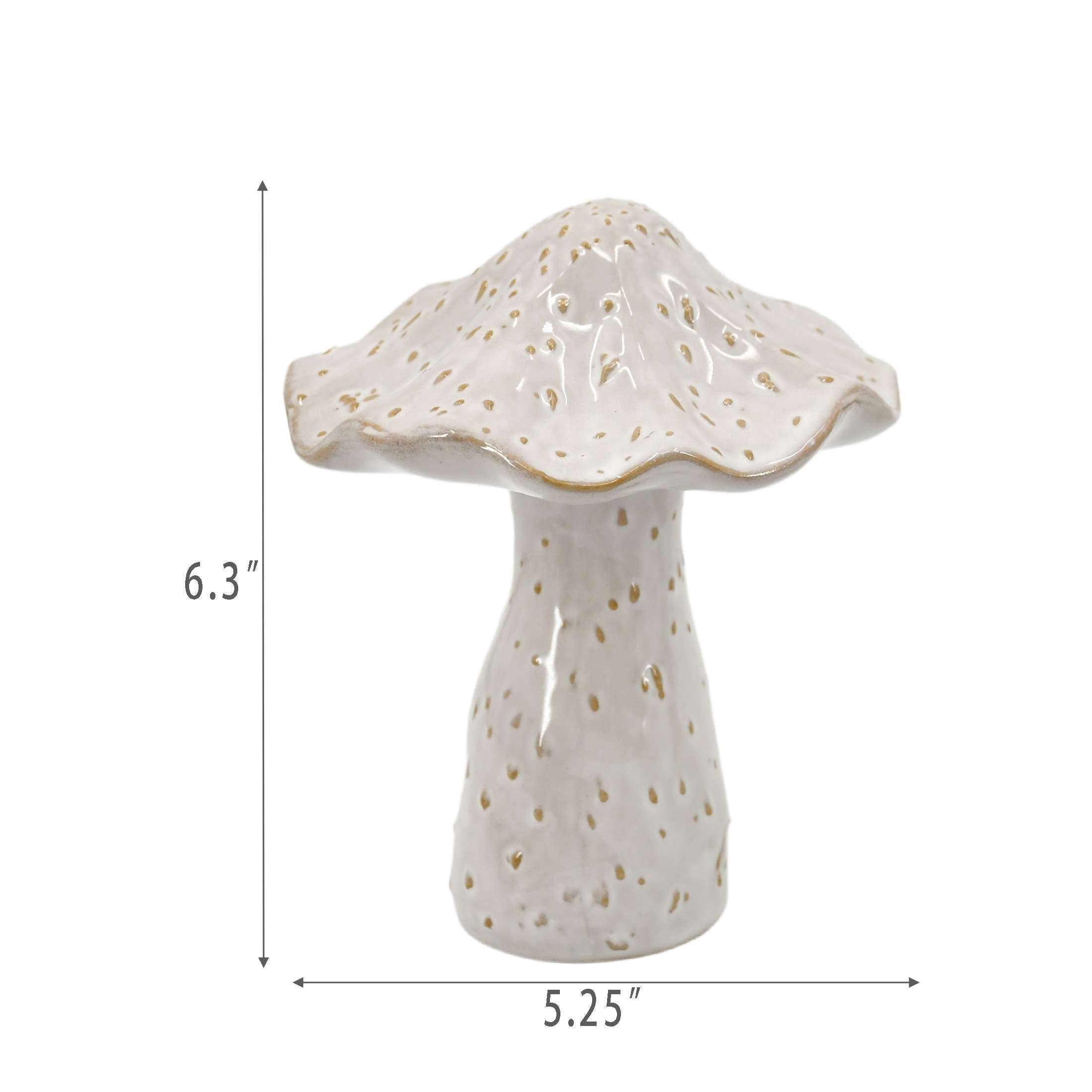 Medium Ceramic Mushroom Christmas Decoration, White, 6.5", by Holiday Time