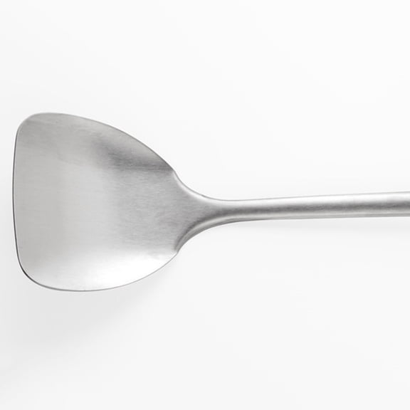 FOLOYORI Kitchen Spatulas 1Pack Stainless Steel Spatula Metal Cooking Spoon Heat Resistant Long Handle 13.4x3.5x0.4in