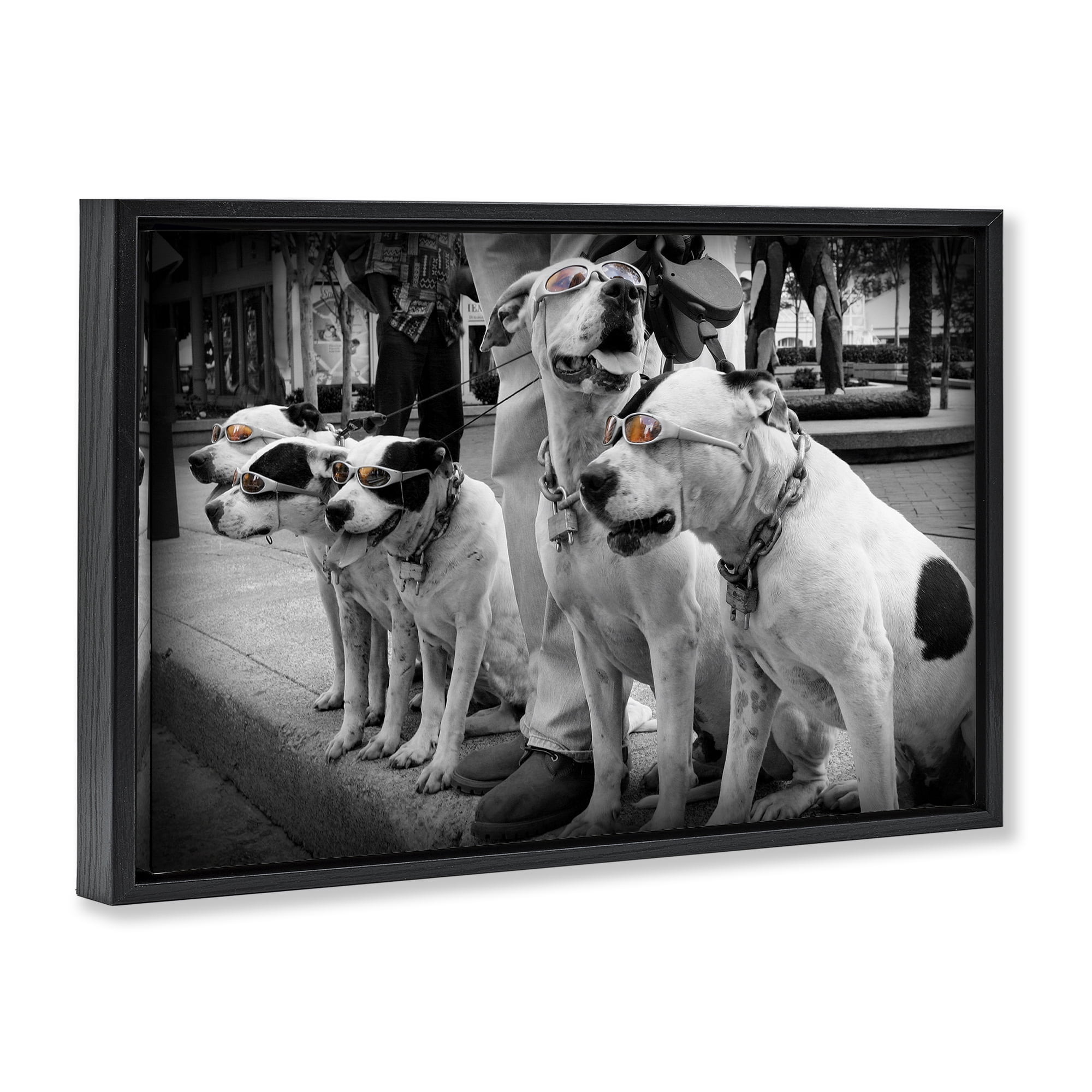 Stupell Industries Afternoon Stroll Pups Black Framed Floater Canvas Wall Art, design by Scott Henderson