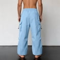 thumbnail image 2 of Men's Baggy Cargo Pants Loose Fit Drawstring Parachute Pants Mens Summer Pants Sky Blue S, 2 of 6
