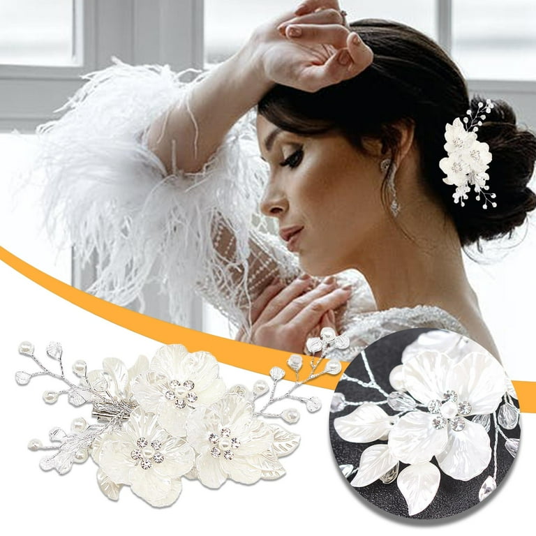 Crystal Pearl Hair Clip Flower Style Hair Clip Jewelry Bride Hair